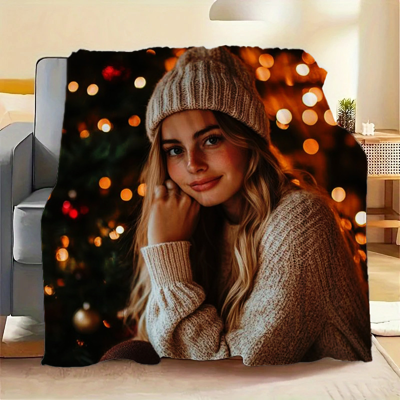 Flannel Personalized Photo Custom Pattern Blanket, Gift for Family